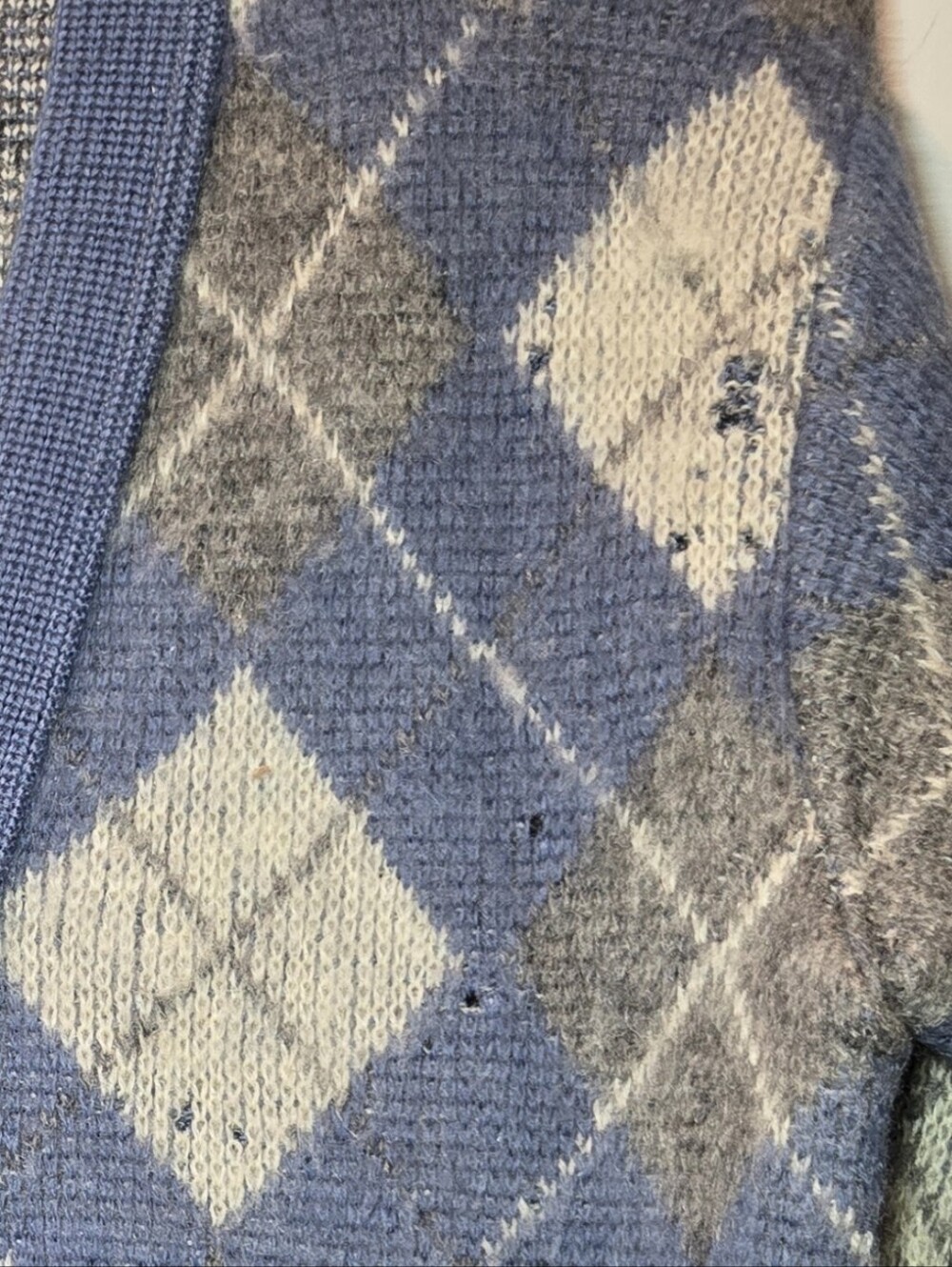 Vintage 60s Jantzen Cardigan Sweater Medium Diamond Print Grandpa - Picture 6 of 6